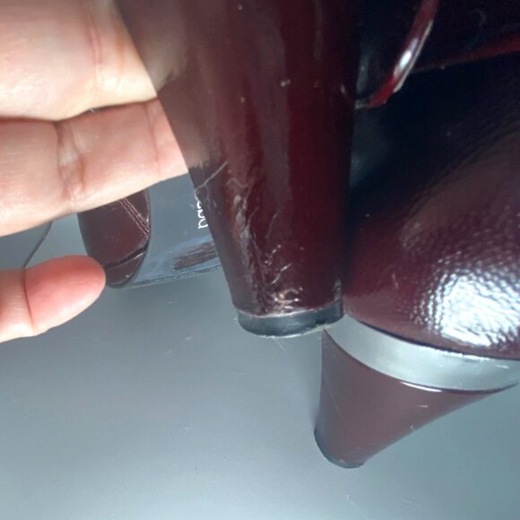 Burgundy Leather Ankle Boots With Silver Buckle & Pointed Toe - Picture 5 of 10